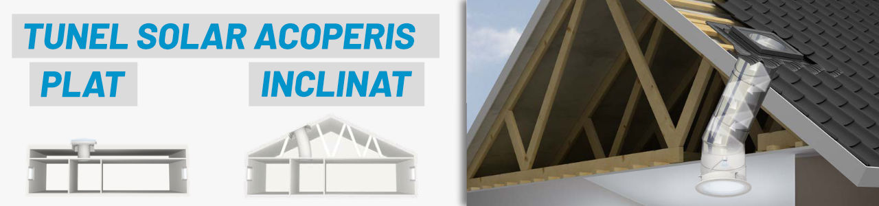 Tunel solar de lumina pentru acoperis plat sai inclinat tunel solar